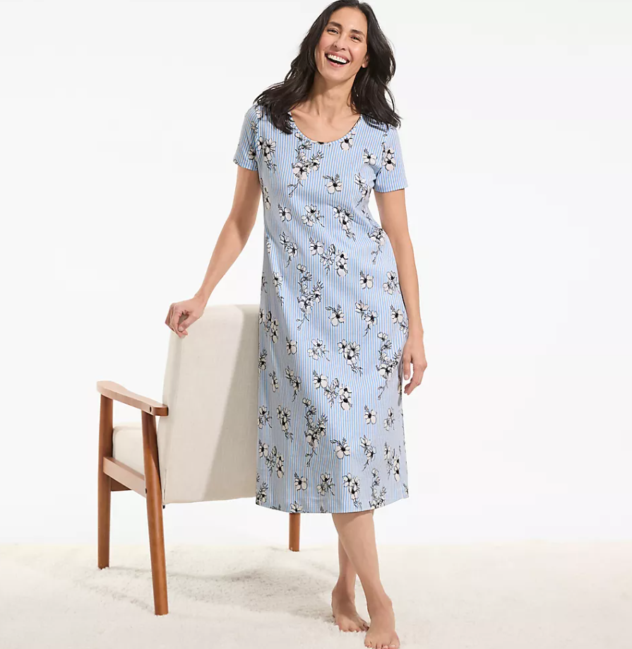 NWT Lands’ End Women’s Cotton Short Sleeve Midcalf Nightgown