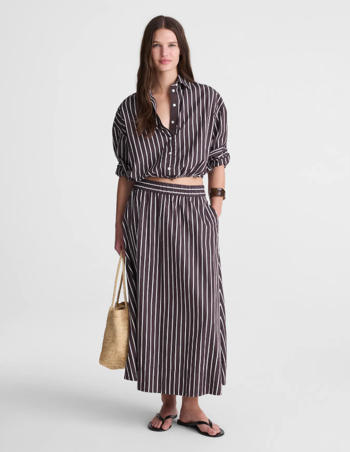 NWT Madewell A-Line Midi Skirt in Poplin