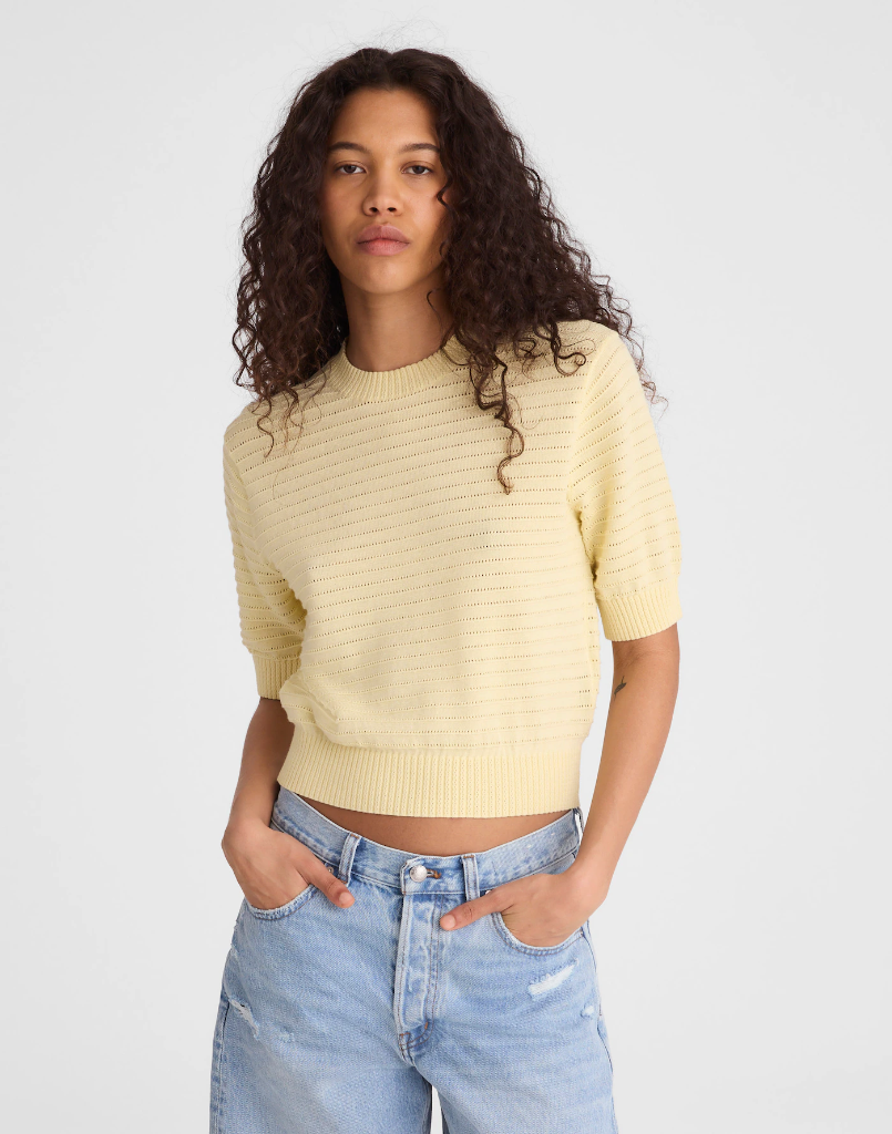 NWT madewell Textural-Stitch Crewneck Sweater in 100% Cotton
