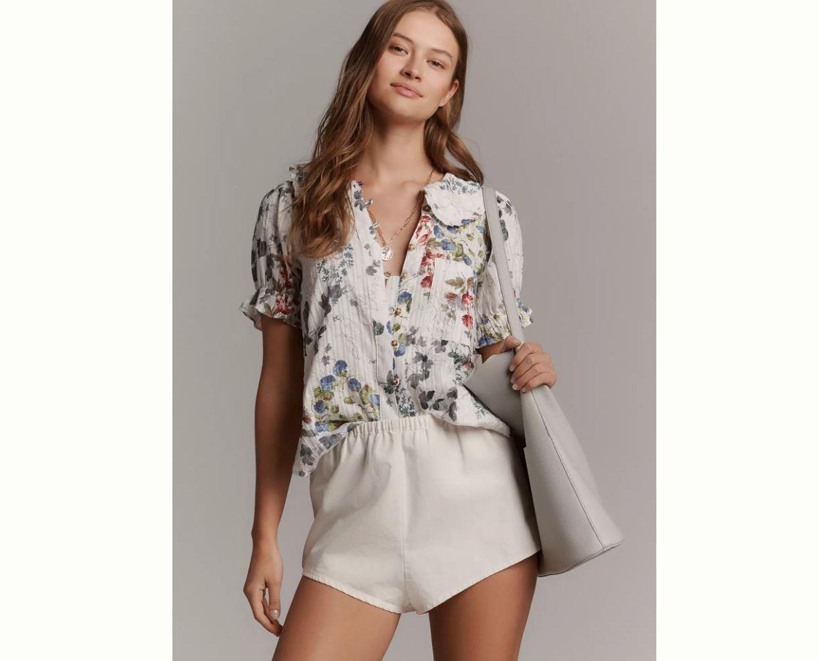 The Keira Collared Button-Front Blouse by Pilcro anthropologie