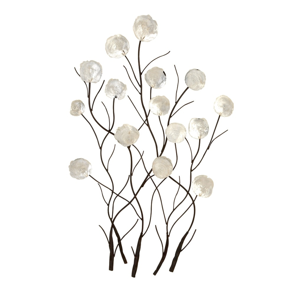 NWT Bed Bath & Beyond White Capiz Shell Floral Wall Decor Accents