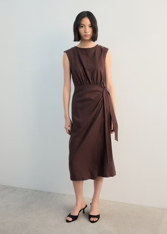 NWT mango Linen wrap dress