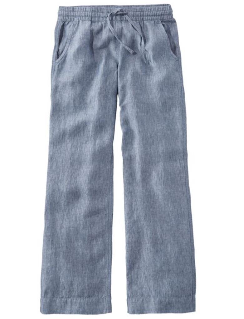 NWT llbean Women's Premium Washable Linen Pull-On Pants - Picture 2 of 4