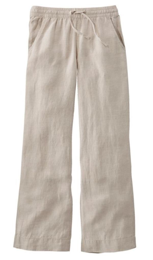 NWT llbean Women's Premium Washable Linen Pull-On Pants - Picture 4 of 4