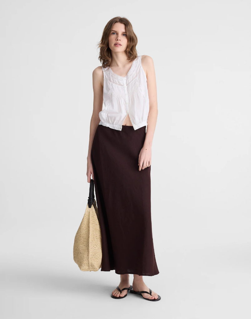 NWT madewell Maxi Slip Skirt in Linen