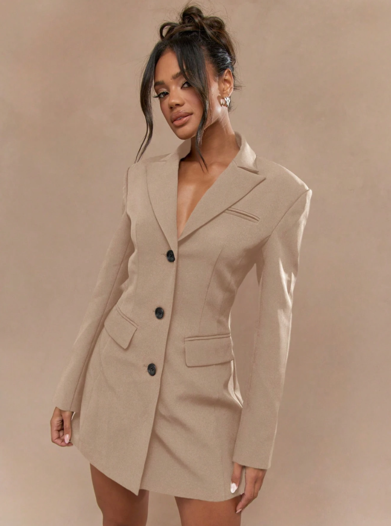 Tailored Pintuck Fitted Long Blazer - Picture 3 of 4