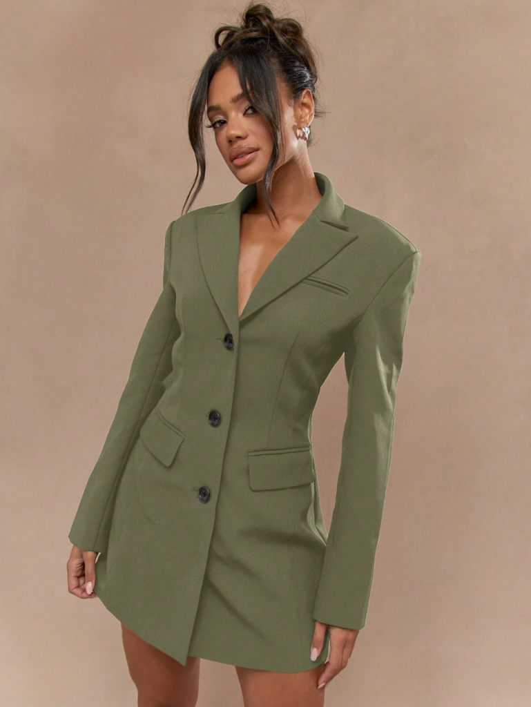 Tailored Pintuck Fitted Long Blazer - Picture 4 of 4