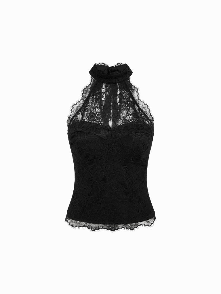 NWT CIDER Lace Halter Neckline Tie Back Top