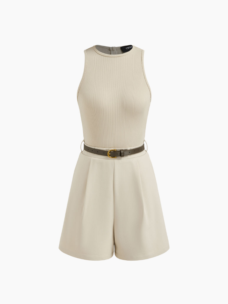 NWT CIDER Round Neckline Pocket Romper With Belt