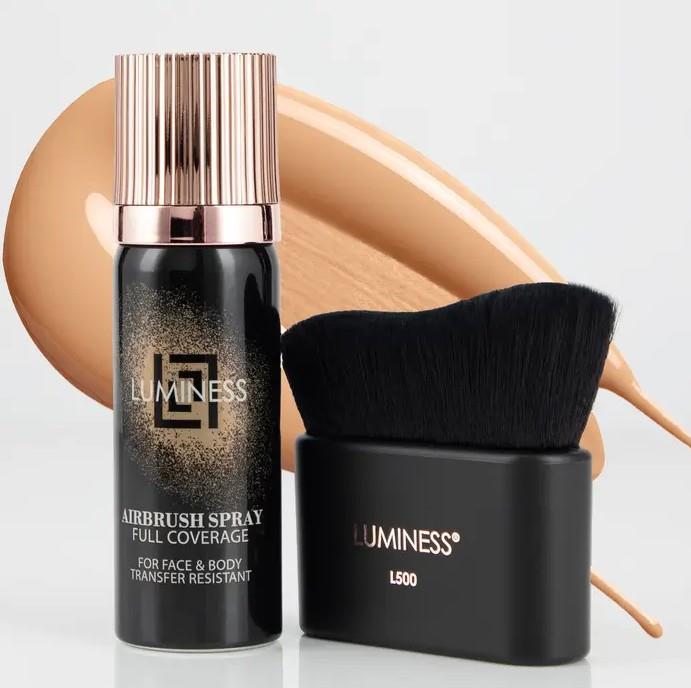 NWT Luminess AirbrushSprayFullCoverageFoundation with BuffingBrush-MediumWarm050