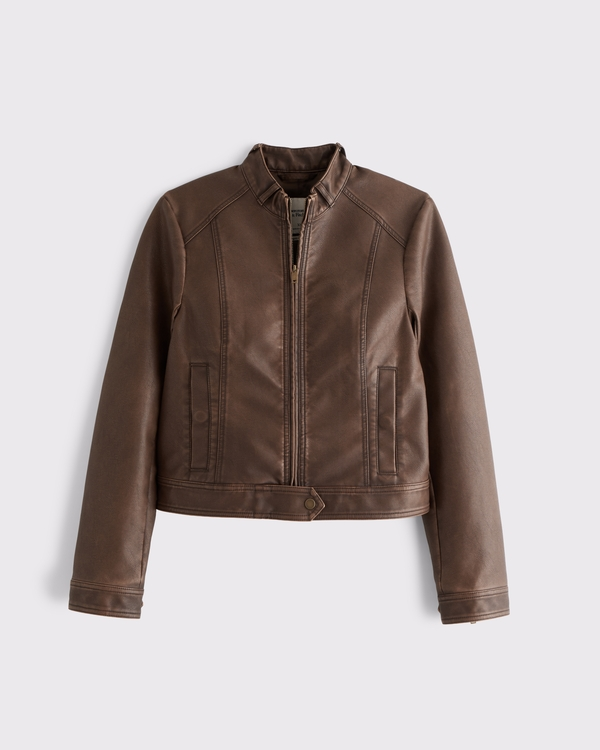 NWT Abercrombie & Fitch Slim Vegan Leather Mockneck Jacket