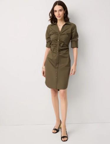 NWT White House Black Market(WHBM) Ruched Shirt Dress