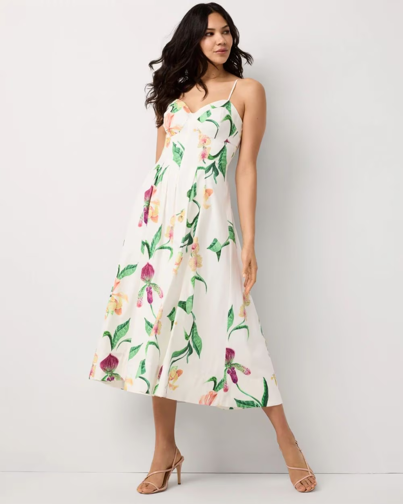 NWT White House Black Market(WHBM) Corset Poplin Midi Dress