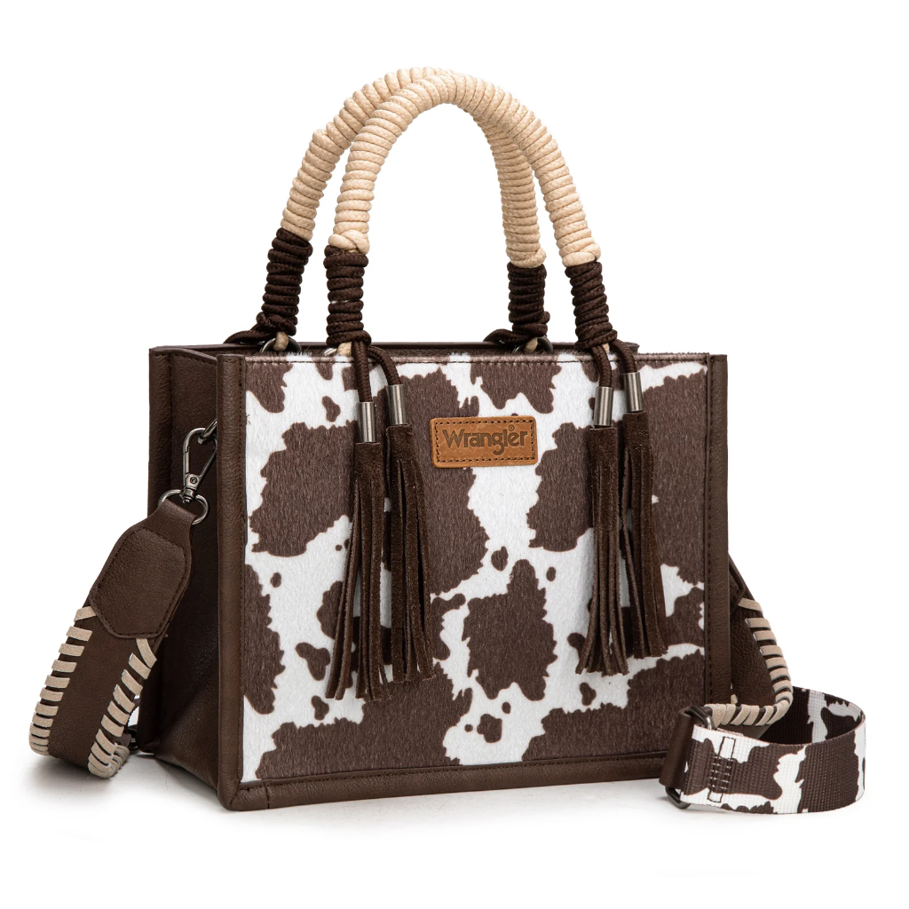 WG386-8120S Wrangler Cow Print Tote/Crossbody -Coffee-image