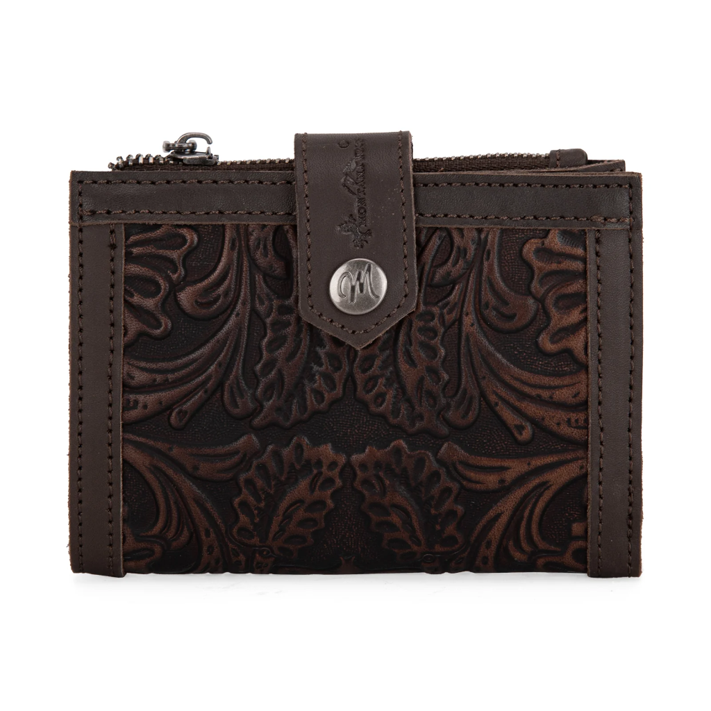 NWT Montana West MWS1002 Montana West Genuine Leather Tooled BI-Fold RFID Wallet-image