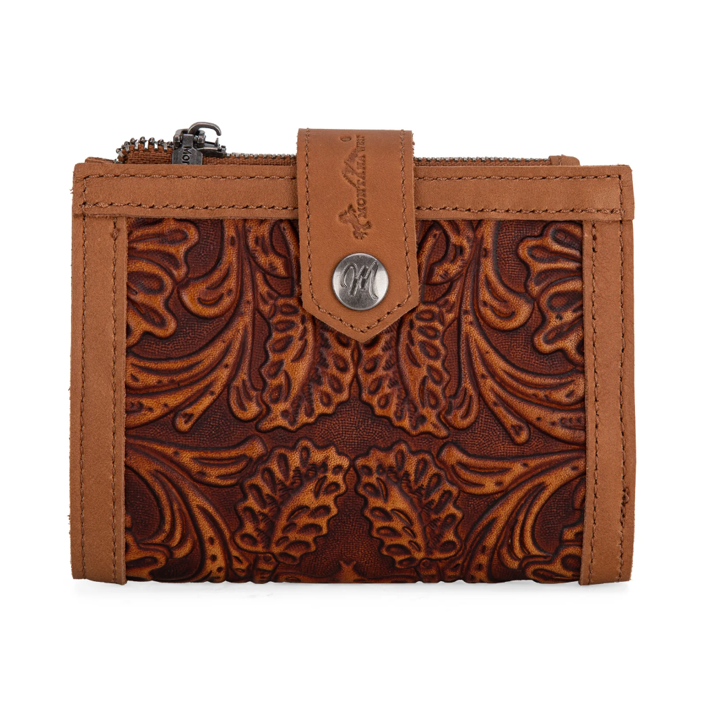 NWT Montana West MWS1002 Montana West Genuine Leather Tooled BI-Fold RFID Wallet-image