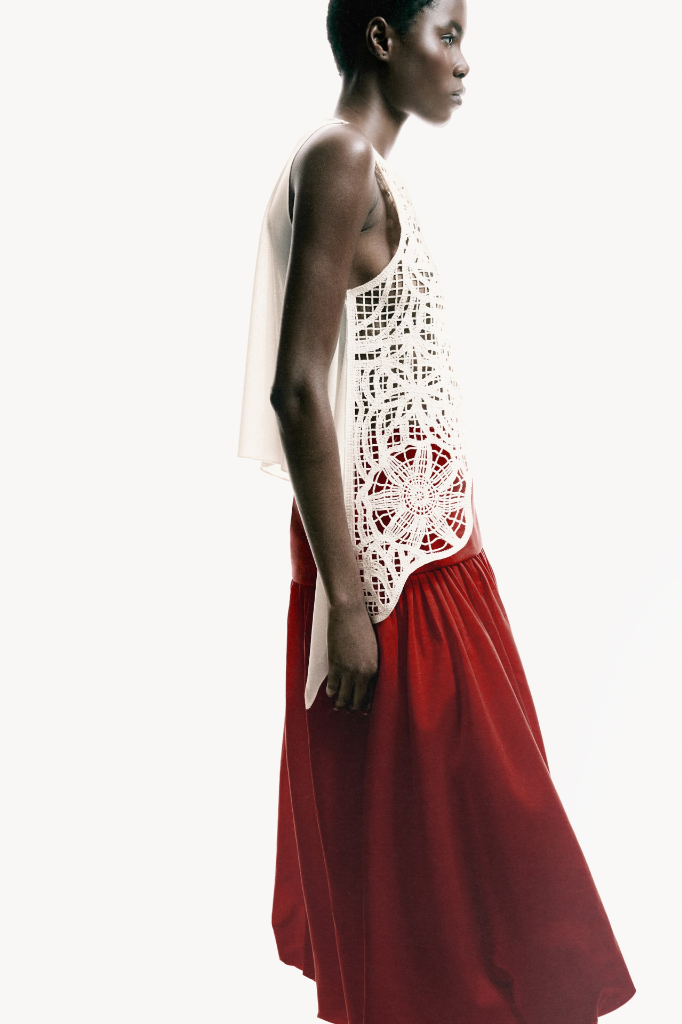 NWT H&M Asymmetric Crochet-Look Top
