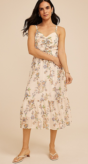 NWT maurices Bare Floral Cutout Cinch Front Midi Dress