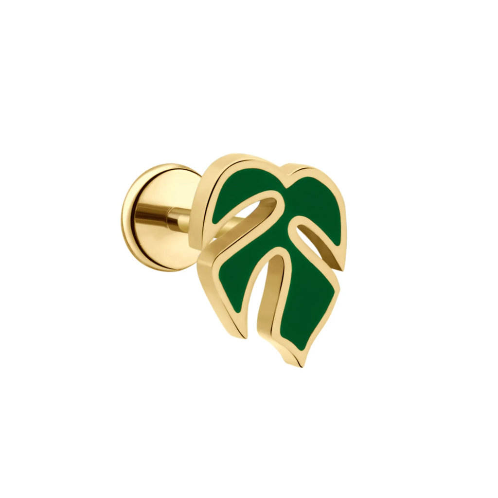 NWT Cords Club Mini Monstera Enamel Flat Back Stud