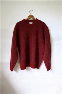 LL Bean Wool Sweater Norwegian Cranberry Red Mens Vintage Pullover ...