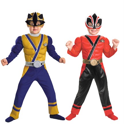 Boys Power Rangers Samurai MUSCLE GOLD RED RANGER Costume Size 2T 3/4T ...