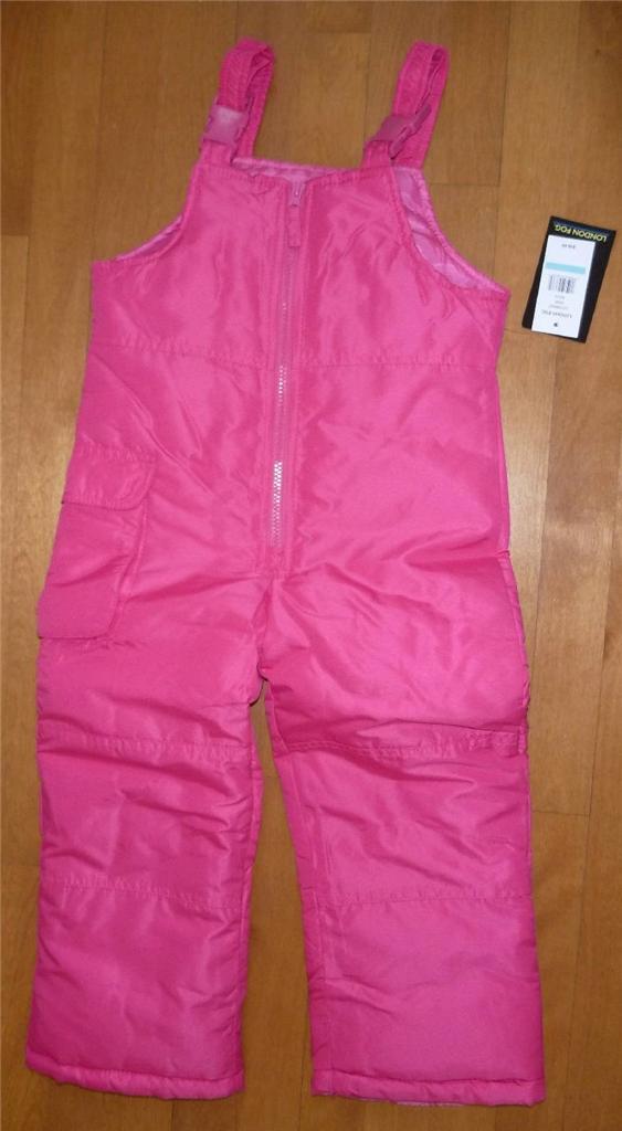 Girls LONDON FOG Black Pink Purple SNOW BIBS PANTS Ski pants Size 5-6 ...