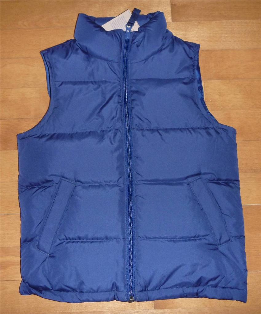 Boys LANDS END Black Blue Navy DOWN Puffer Vest size 4T 4 5 7 8 ...