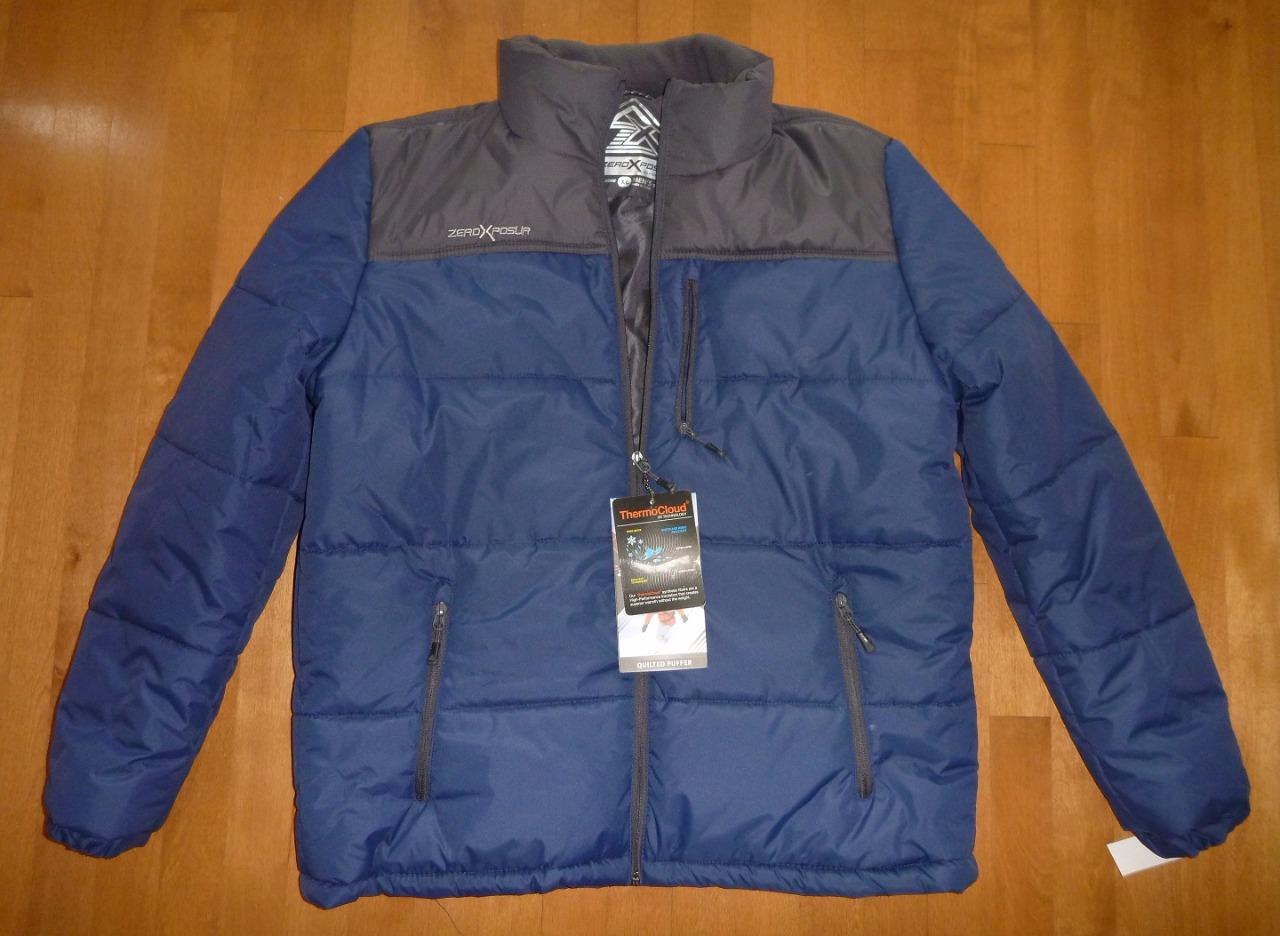 Men ZEROXPOSUR Quilted Puffer Jacket Winter coat SIZE L XL Blue Gray ...