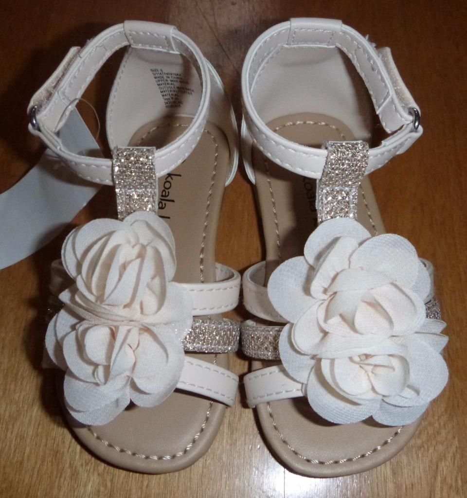 Toddler Girls Koala Kids SANDALS Shoes Size 6 White Beige Silver Flowers NWT eBay