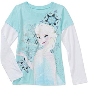 Disney Frozen ELSA Snowflake Long Sleeve Graphic Tee T-Shirt