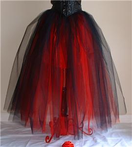 LONG BLACK n RED STEAMPUNK GOTHIC PROM SKIRT SZ10-16 | eBay