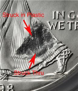 銅製ジャグケトル　ラスト1個になりました 1998 NGC MS68 Large Struck Thru & Retained Plastic Silver Dollar