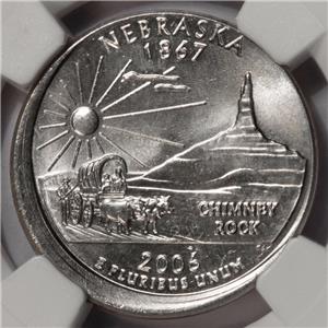 入札禁止　オフルスキー 2006 D NGC MS66 Uncentered Broadstruck Nebraska Quarter Mint Error