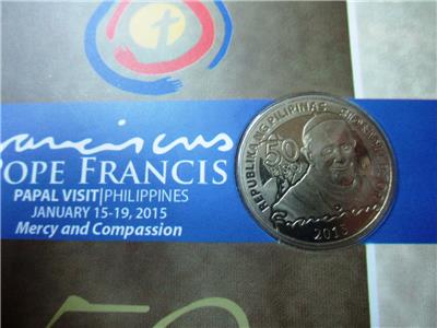 Philippines 50 piso 2015 /"Pope Francis Visit/" CoinCard UNC