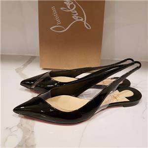 Details about Christian Louboutin V DEC PVC Patent Slingback Flat Sandals Shoes Black $725 Details about Christian Louboutin V DEC PVC Patent Slingback Flat Sandals Shoes Black $725