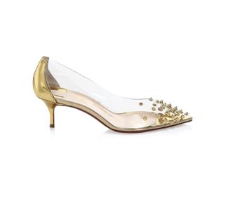 gold kitten heel shoes