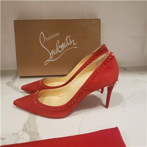 【未使用】クリスチャンルブタン Anjalina ハイヒール 紫 スタッズ 35 Christian Louboutin Anjalina Studded 100 Pink Bronze Suede