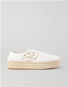 【関税&送料込】Prada White Leather Espadrilles Prada White Leather Wingtip Espadrille Oxford Platform size