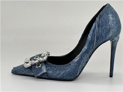 DOLCE & GABBANA  ハイヒール Crystal-embellished denim pumps in blue - Dolce Gabbana