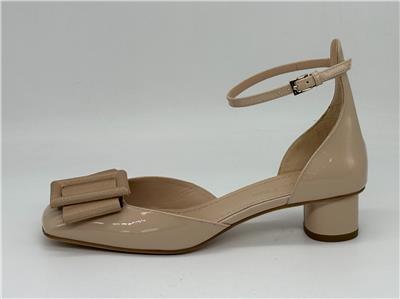DIOR IDYLLE Patent Leather Ankle Strap Bow Buckle Ballet Pumps