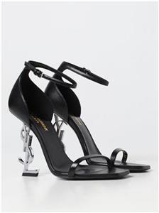 サンダル・ミュール SAINT LAURENT BLACK VYNIL OPIUM SANDALS Saint Laurent Opyum YSL Logo-Heel Sandals with Black