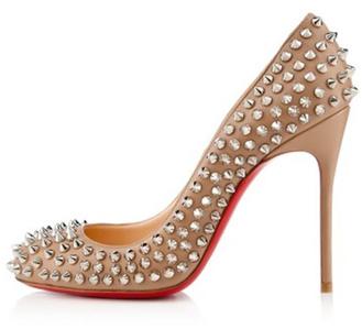 Christian Louboutin FIFI SPIKES 100 Nude Leather Studded Pumps Shoes ...