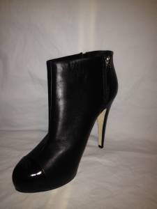 CHANEL 12P Black Leather Patent Cap Toe Platform Ankle Bootie Boots Shoes $1,350 | eBay