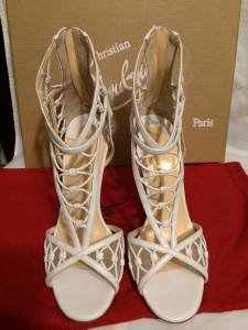 Christian Louboutin MARTHA White Leather Cutout Sandals Heels Pumps ...