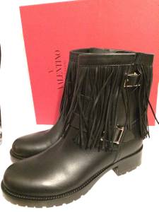 black leather biker ankle boots