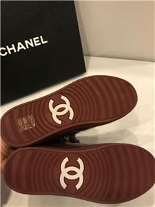 CHANEL 15K Leather Zip Chain High Hi Top Sneakers Kicks Shoes 