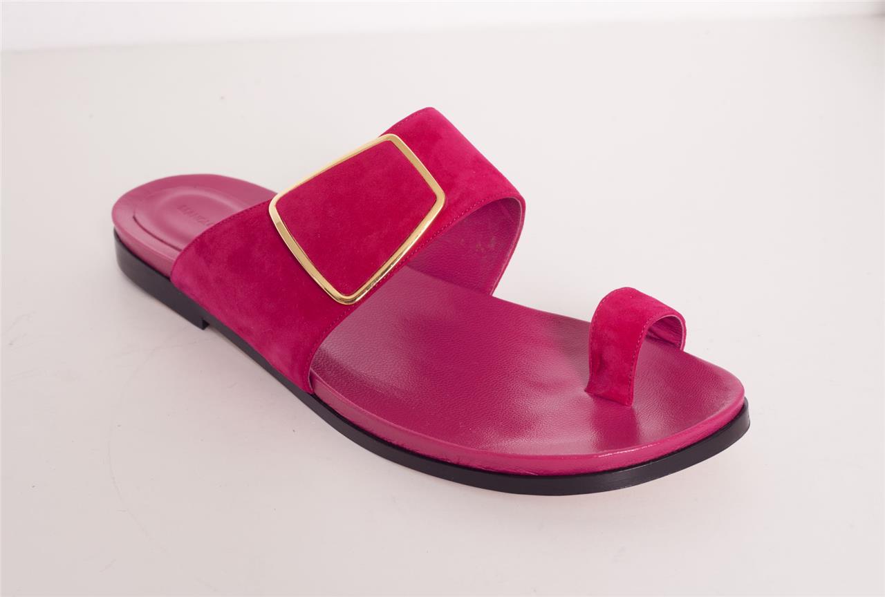 MANOLO BLAHNIK Raspberry Pink STURONE Suede gold Buckle Buckle Buckle Flat Sandals 12-42 NEW 3c4a82 MANOLO BLAHNIK Raspberry Pink STURONE Suede gold Buckle Buckle Buckle Flat Sandals 12-42 NEW 3c4a82