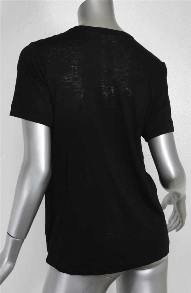 COMME DES GARCONS 2015 Womens Black Cotton Faux Fur Stripes T