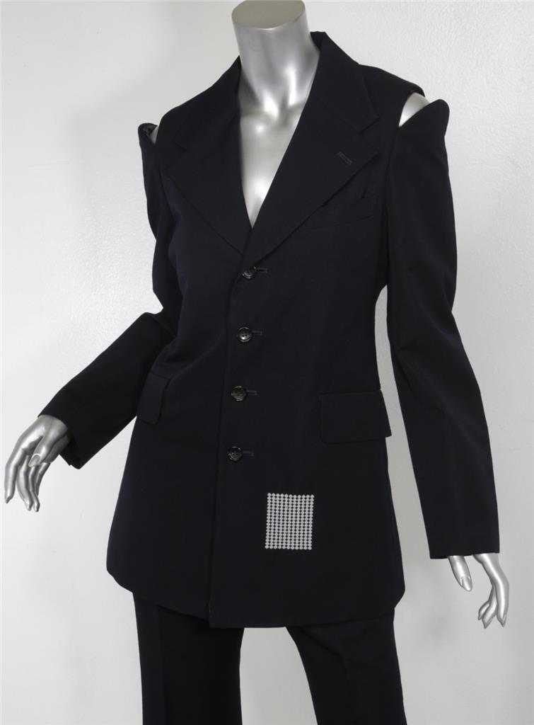 COMME DES GARCONS 2000 Womens Navy Blue Wool 2-Piece Blazer