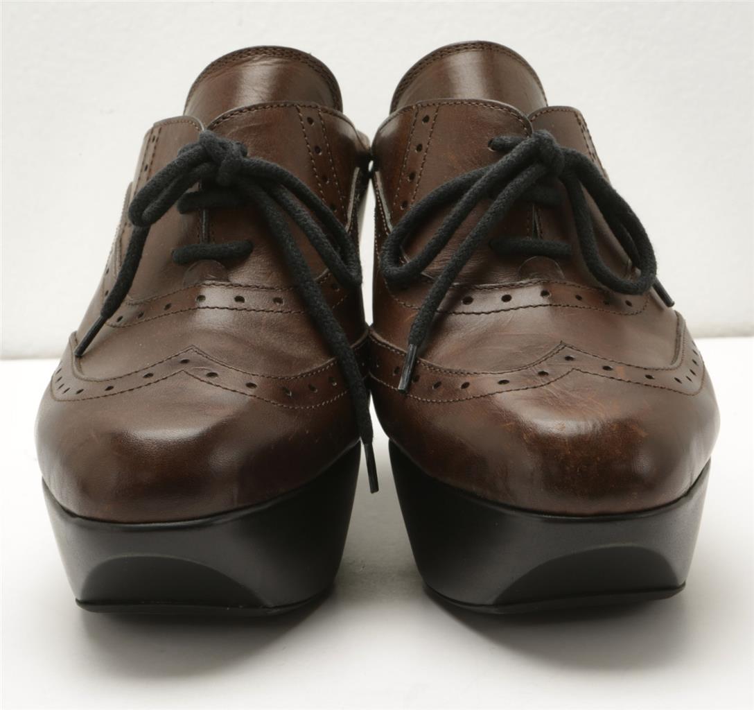 MARNI Womens Brown Leather Brogue Lace-Up Oxford Platform